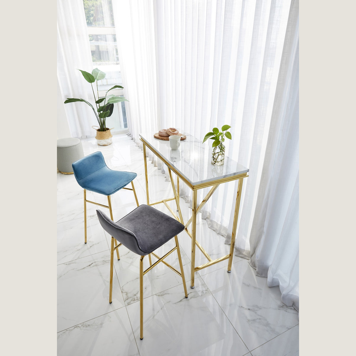 RIS M01/02/03 Square Marble Side Table 3PCS/Set (Gold)
