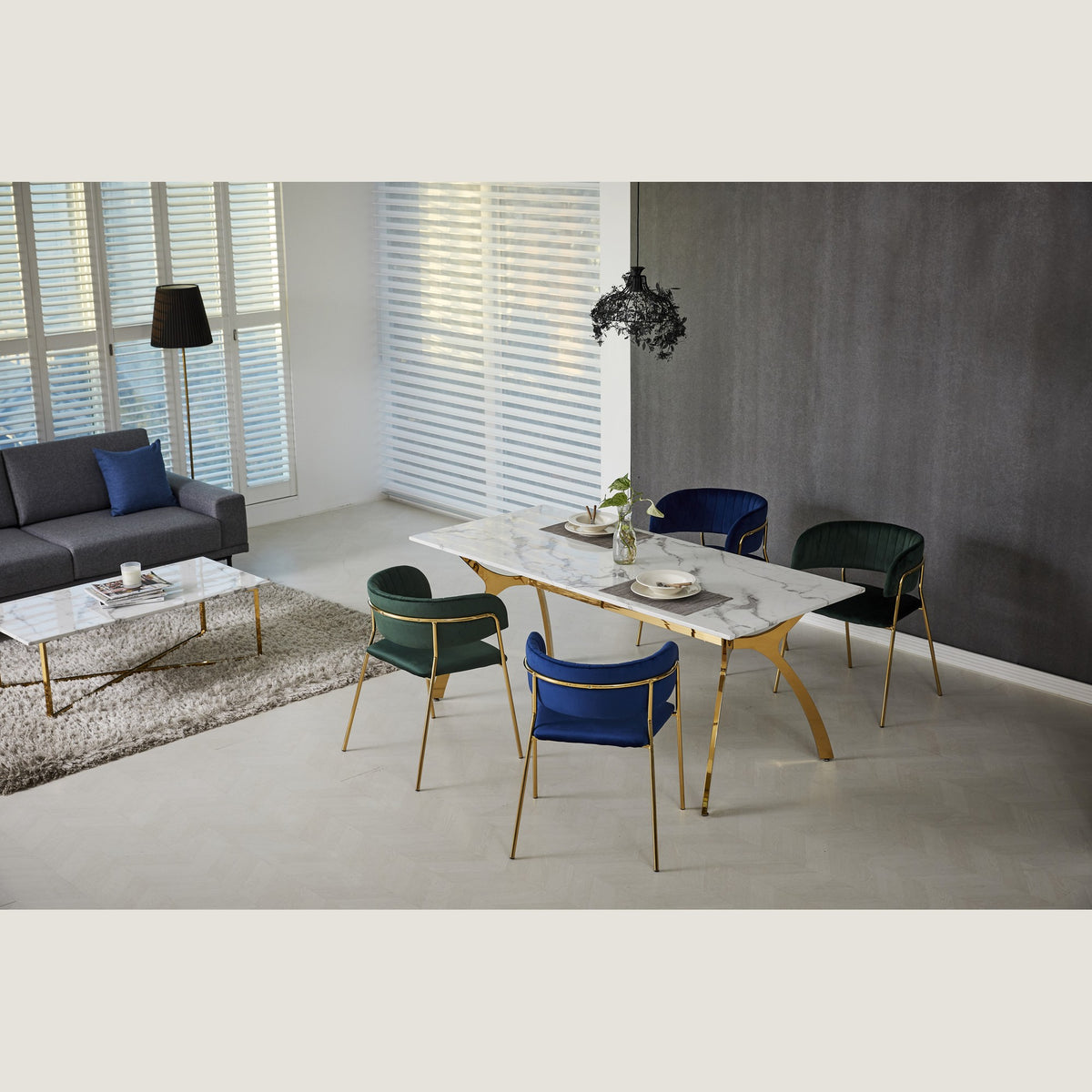 RIS M16 Marble Dining Table C-Type 1200 (Gold)