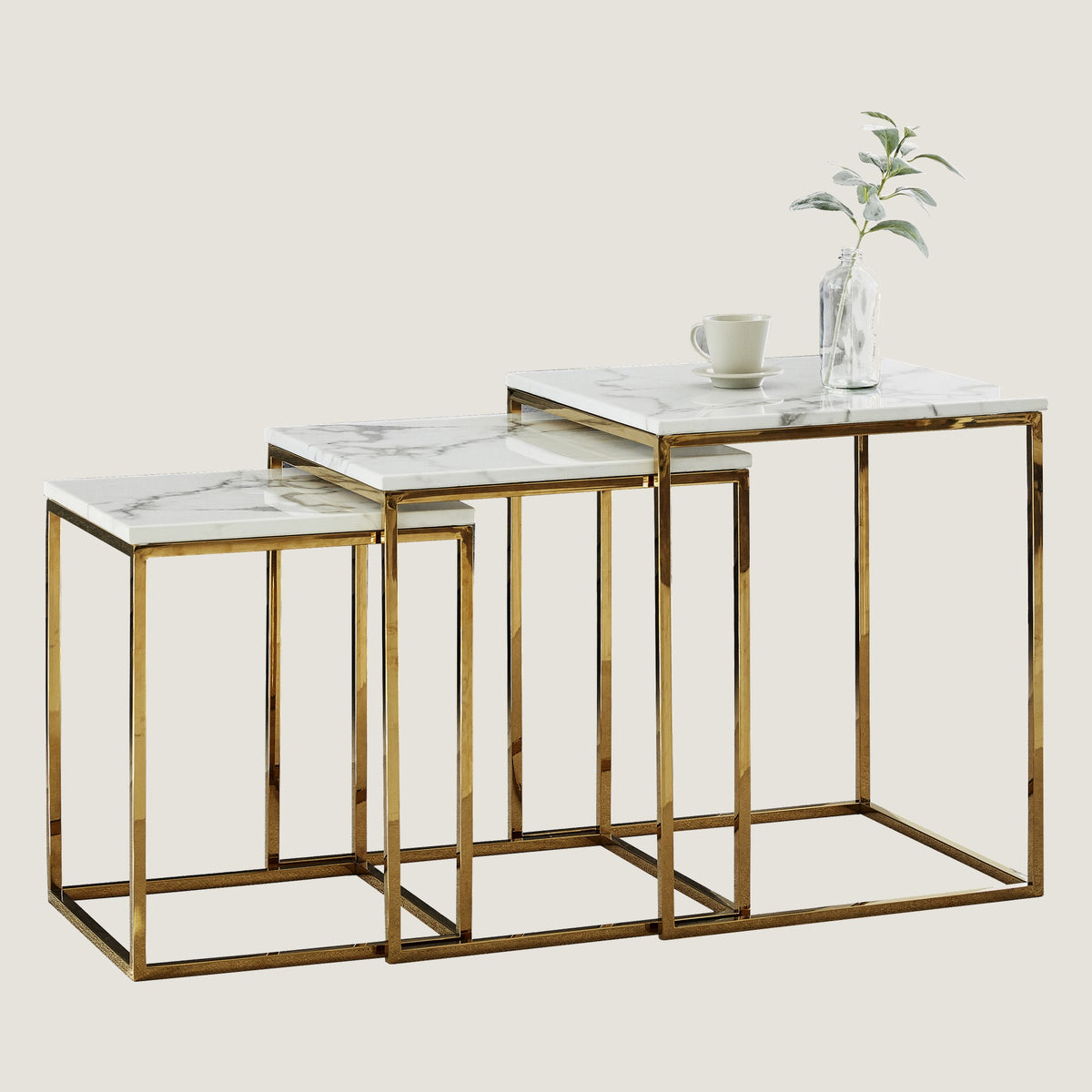 RIS M01/02/03 Square Marble Side Table 3PCS/Set (Gold)