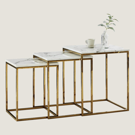 RIS M01/02/03 Square Marble Side Table 3PCS/Set (Gold)