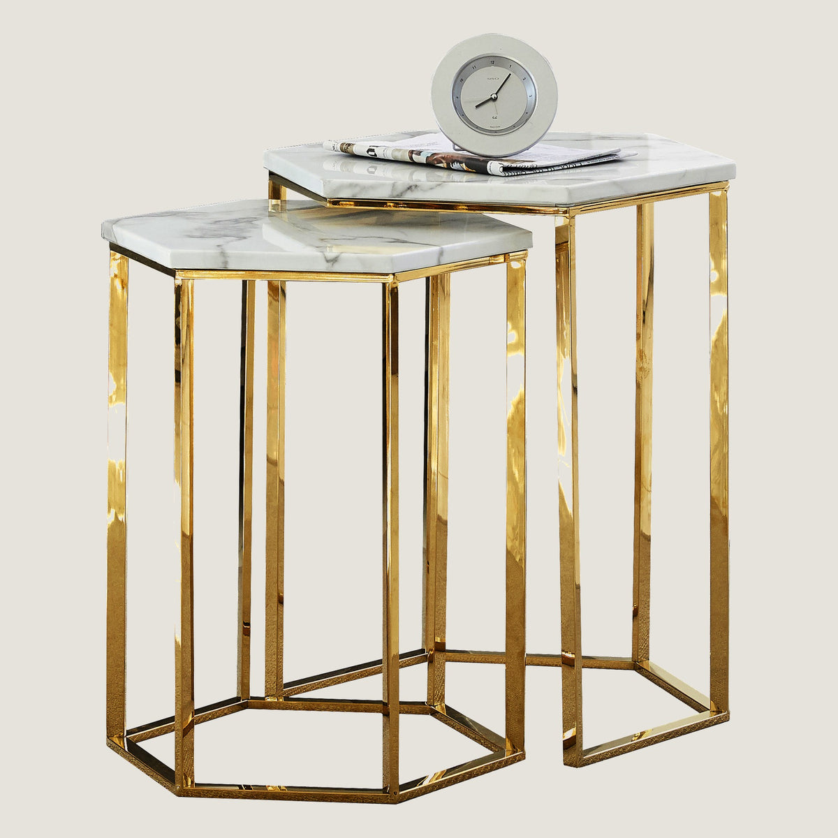 RIS M06/07 6 angles Marble Side Table 2PCS/Set (Gold)