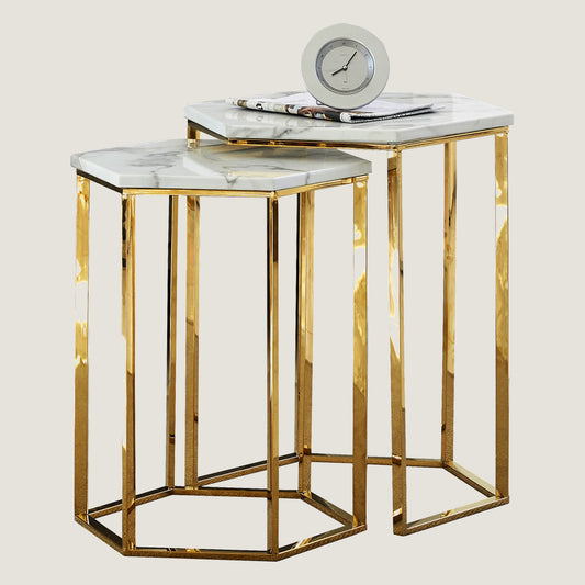RIS M06/07 6 angles Marble Side Table 2PCS/Set (Gold)