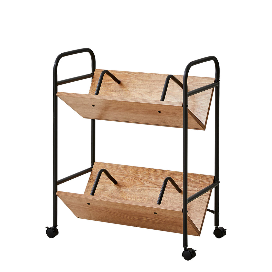 [Querencia] Sloped Shelf Book Cart with Wheels